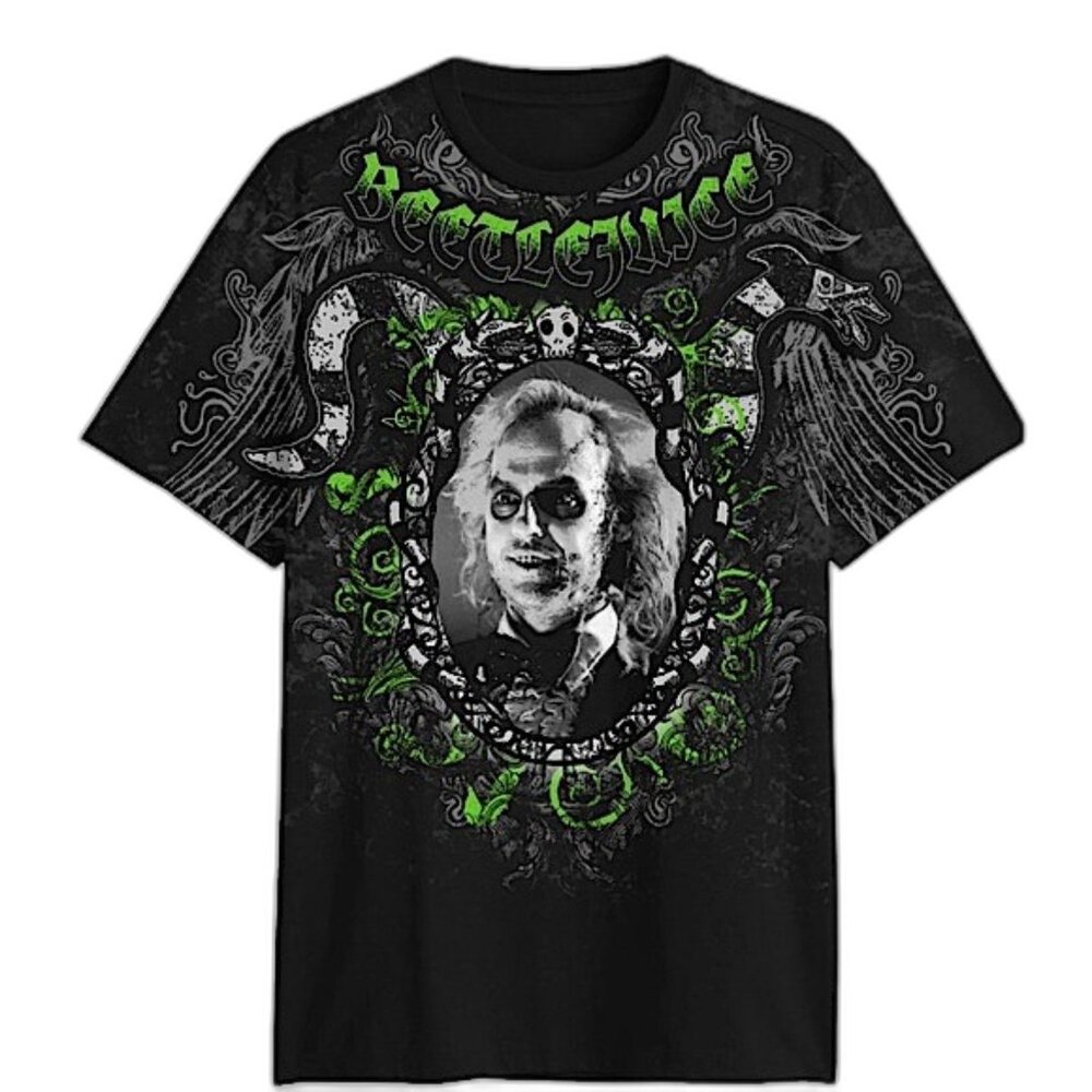 Beetlejuice Men's Graphic Short Sleeve Black T-Shirt Size Large NEW